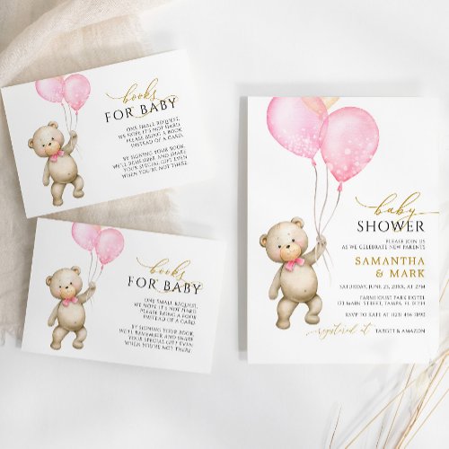Teddy Bear and Balloons Books Request Card