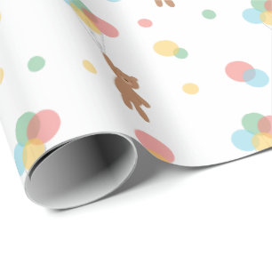 Teddy Bear and Balloons Cute Pattern Baby Gift Wrapping Paper