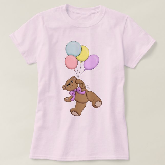 Teddy Bear and Balloons T-Shirt (Design Front)