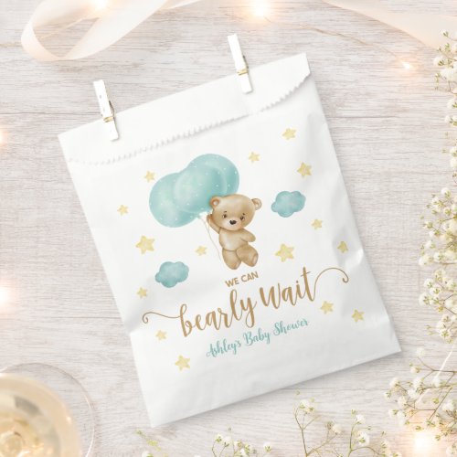 Teddy Bear and Blue Balloons Baby Shower Favor Bag