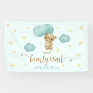 Teddy Bear and Blue Balloons Baby Shower Party Banner