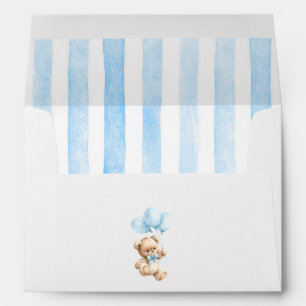 Teddy Bear and Blue Balloons Boy Baby Shower Envelope