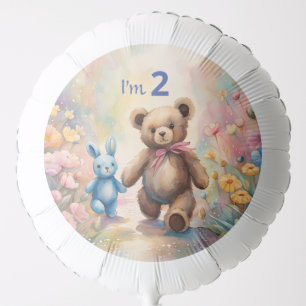 Teddy bear and Bunny In a Pastel Garden Balloon