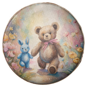 Teddy bear and Bunny In a Pastel Garden Chocolate Covered Oreo