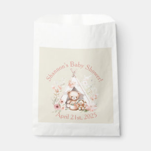 Teddy Bear and Bunny in Teepee Tent Baby Shower Favor Bag