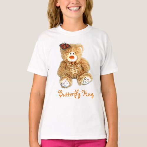Teddy Bear and Butterfly T for Girls T_Shirt