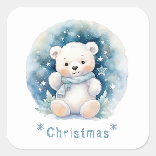 Teddy Bear and Christmas  Square Sticker