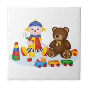 Teddy Bear and Clown Kids Ceramic Tile