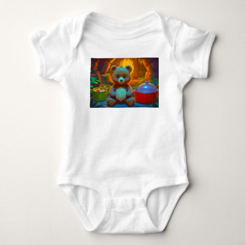 Teddy Bear and Cooking Pots Baby Bodysuit