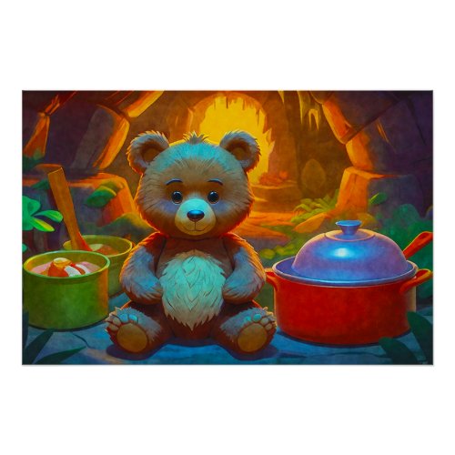 Teddy Bear and Cooking Pots Poster