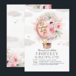 Teddy Bear and Floral Hot Air Balloon Kid Birthday Invitation<br><div class="desc">Oh! The Places She'll Go! - Beautiful Birthday Invitation</div>