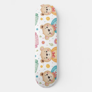 Teddy bear and flowers skateboard