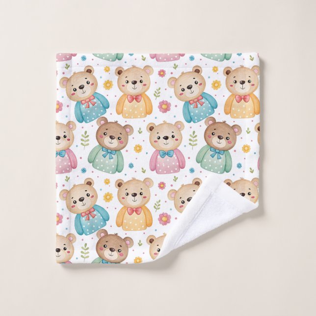 Teddy bear and flowers wash cloth (Wash Cloth)