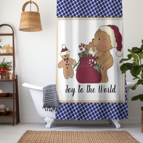 Teddy Bear and Gingerbread Man Cookie Shower Curtain