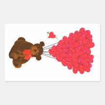 Teddy bear and  heart balloons