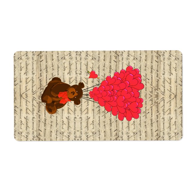 Teddy bear and heart label (Front)