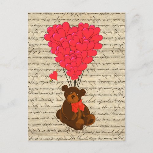 Teddy bear and heart postcard