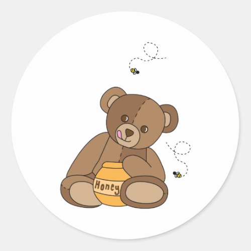 Teddy Bear And Honey Classic Round Sticker