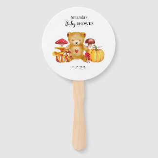 Teddy Bear and Mushroom Wonderland Hand Fan