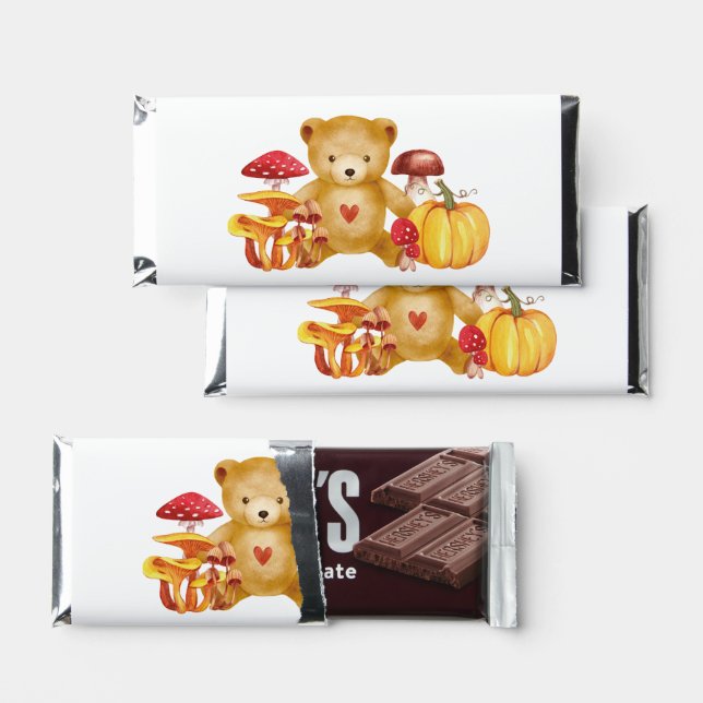 Teddy Bear and Mushroom Wonderland Hershey Bar Favors (Front)