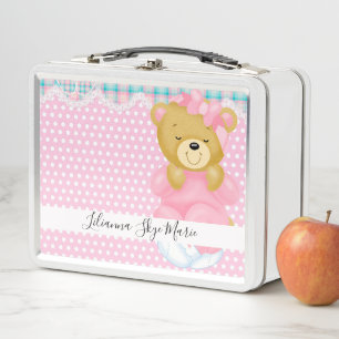 Teddy Bear and Polka Dots Metal Lunch Box