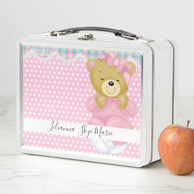 Teddy Bear and Polka Dots Metal Lunch Box (In Situ)