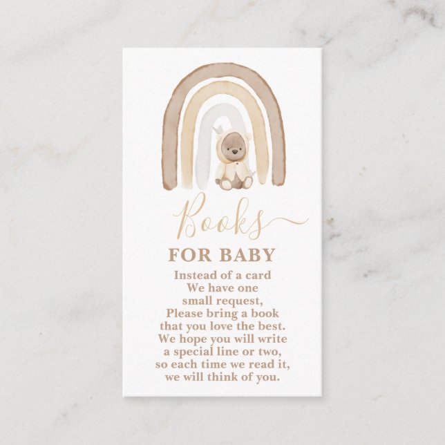 Teddy Bear and Rainbow Books for Baby Boy Card (Front)