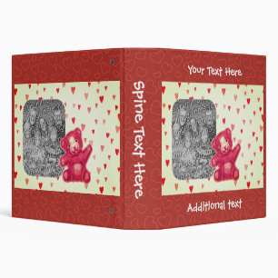 Teddy Bear And Red Hearts Personalized Photo 3 Ring Binder
