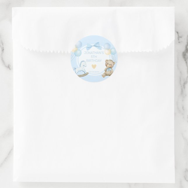 Teddy Bear And Rocking Horse Classic Round Sticker (Bag)