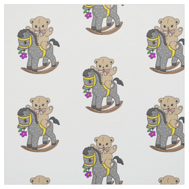 Teddy Bear and Rocking Horse Fabric (Swatch)