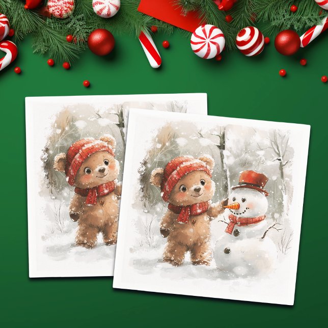 Teddy Bear and Snowman Napkins (Creator Uploaded)