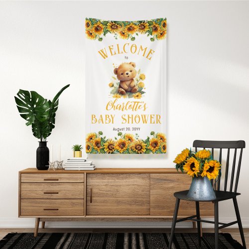 Teddy Bear and Sunflowers Baby Shower Banner