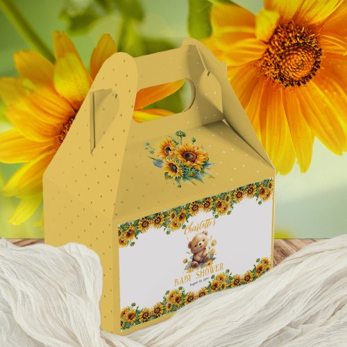 Teddy Bear and Sunflowers Baby Shower Favor Boxes