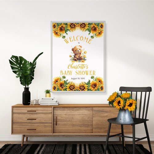 Teddy Bear and Sunflowers Baby Shower Poster