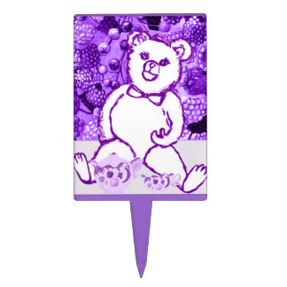 Teddy Bear And Tea With Berries Cake Pick