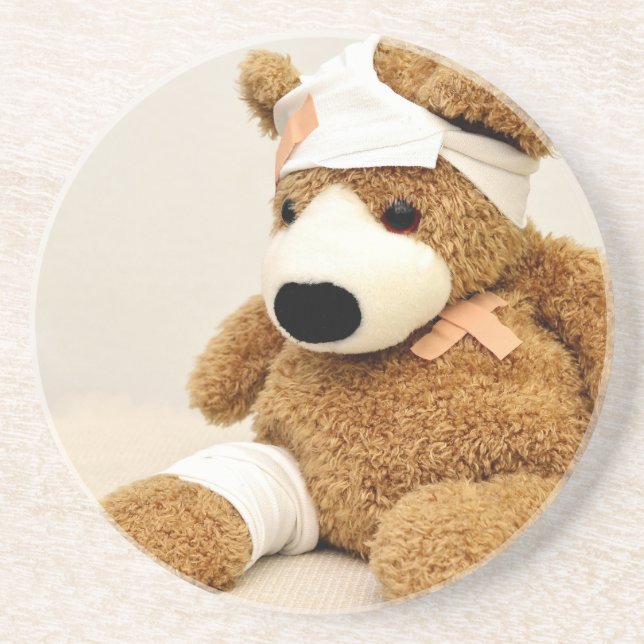 teddy bear animal custom personalize sandstone coaster (Front)