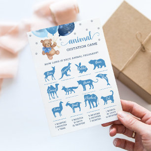 Teddy Bear Animal Gestation Game Baby Shower Card
