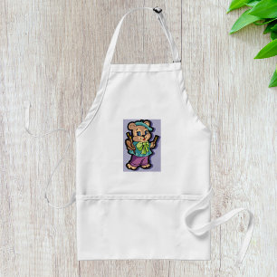 Teddy Bear Artist with Beret and Paint Brushes Adult Apron