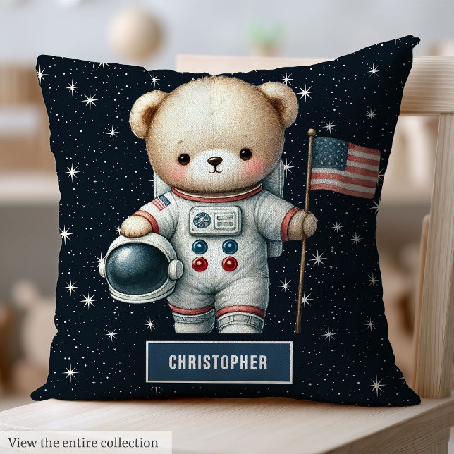 Teddy Bear Astronaut Baby Boy Pillow Nursery Decor (Teddy Bear Astronaut Baby Boy Pillow Nursery Decor)