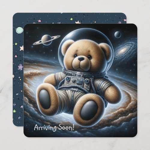 Teddy Bear Astronaut Baby Boy Shower  Invitation