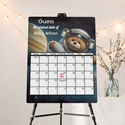 Teddy Bear Astronaut Baby Shower Foam Board