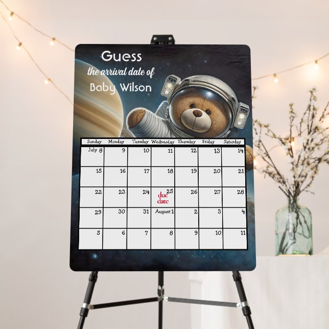 Teddy Bear Astronaut Baby Shower Foam Board (In Situ (Stand))