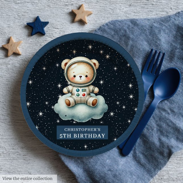 Teddy Bear Astronaut Baby Shower Personalized Paper Plates (Teddy Bear Astronaut Baby Shower Personalized Paper Plates)