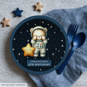 Teddy Bear Astronaut Birthday Party Personalized Paper Plates