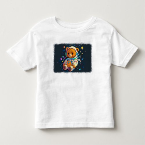 Teddy Bear Astronaut Cartoon Design for Kids Toddler T_shirt