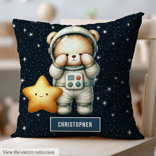 Teddy Bear Astronaut Pillow Baby Boy Nursery Decor