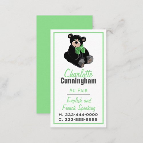 Teddy Bear Au Pair Custom Business Card