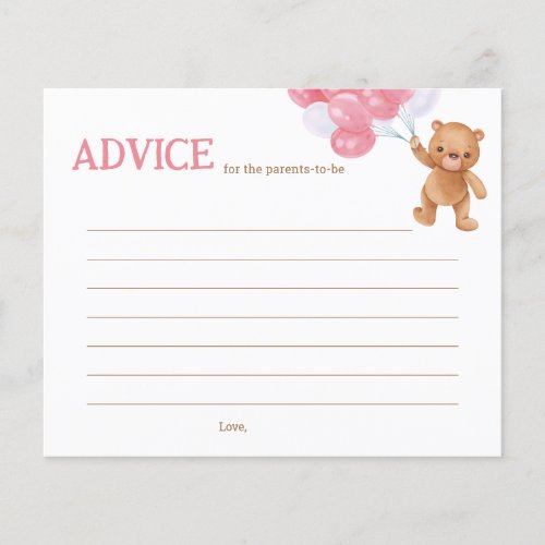 Teddy Bear Baby Advice For The Parents To Be Cards