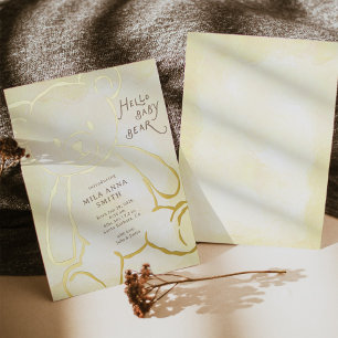 Teddy Bear Baby Annnouncement Foil Invitation
