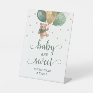 Teddy Bear Baby Are Sweet Take a Treat Baby Shower Pedestal Sign